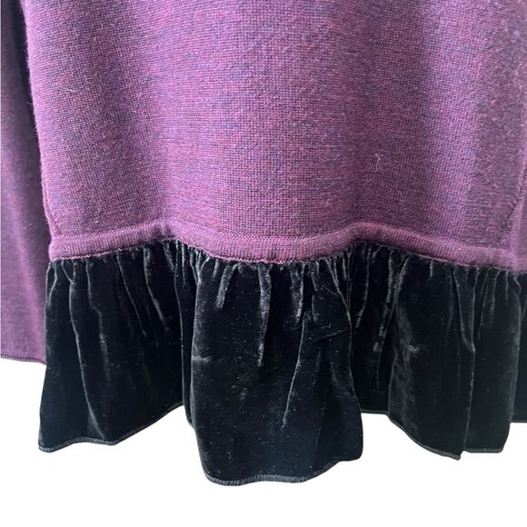 WRAP Designed in London Plum 100% Merino Wool w/Silk Blend Ruffle Size 10 - Picture 2 of 8